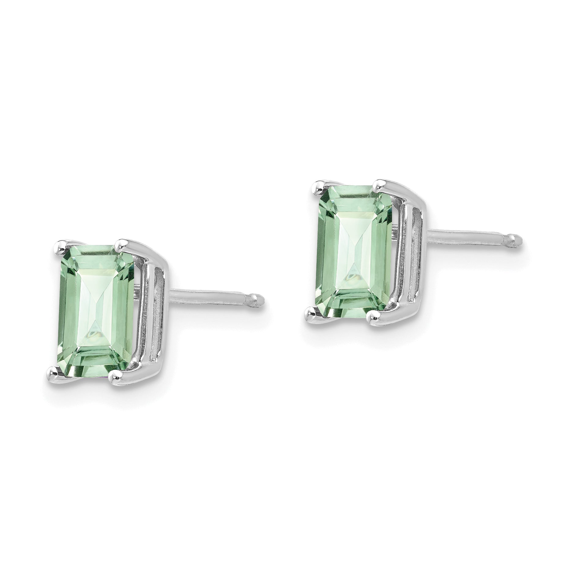14kw 7x5mm Emerald-Cut Green Quartz Earrings