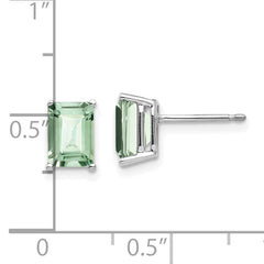 14kw 7x5mm Emerald-Cut Green Quartz Earrings