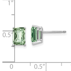 14kw 7x5mm Octagon Checker-Cut Green Quartz Earrings