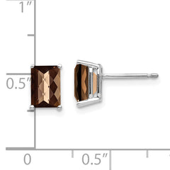 14kw 7x5mm Octagon Checker-Cut Smoky Quartz Earrings