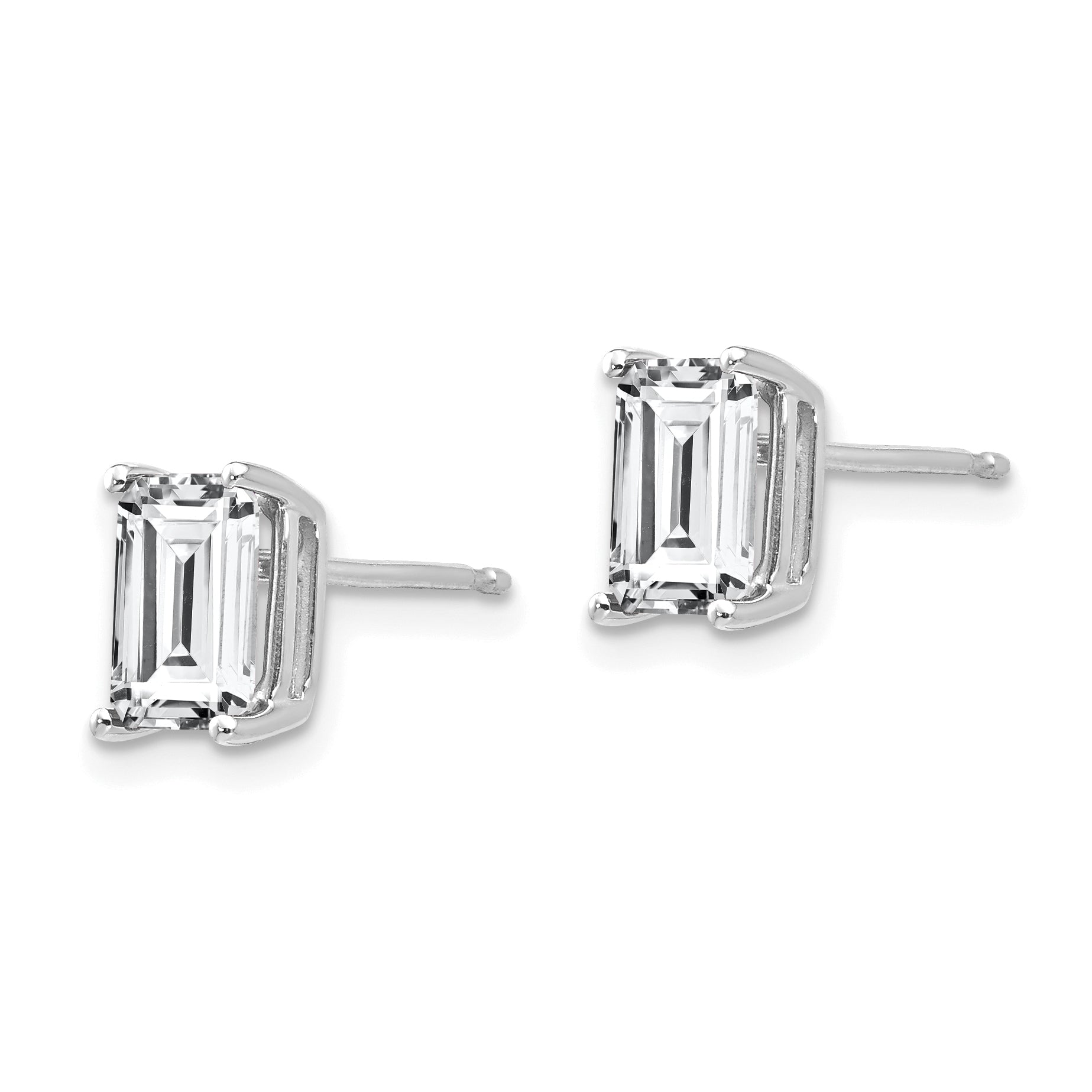 14k White Gold 7x5mm Radiant Cut Cubic Zirconia Earrings Secondary image