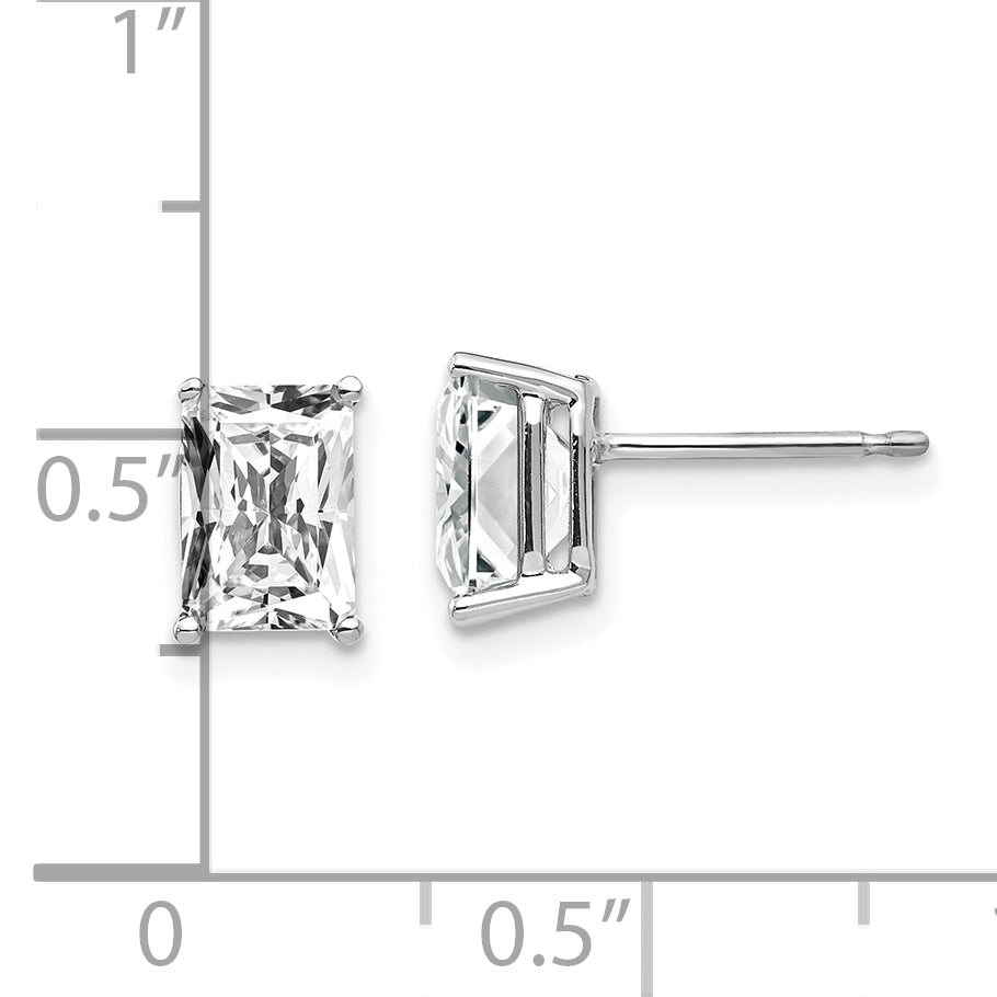 14k White Gold 7x5mm Radiant Cut Cubic Zirconia Earrings