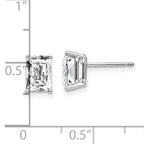 14k White Gold 7x5mm Radiant Cut Cubic Zirconia Earrings