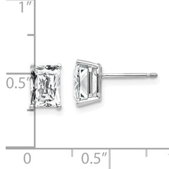 14k White Gold 7x5mm Radiant Cut Cubic Zirconia Earrings