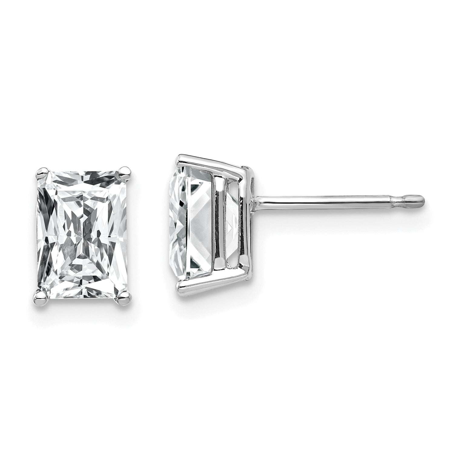 14k White Gold 7x5mm Radiant Cut Cubic Zirconia Earrings Main image