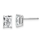 14k White Gold 7x5mm Radiant Cut Cubic Zirconia Earrings
