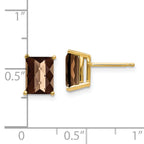 14k 8x6 Octagon Checker-Cut Smoky Quartz Earrings