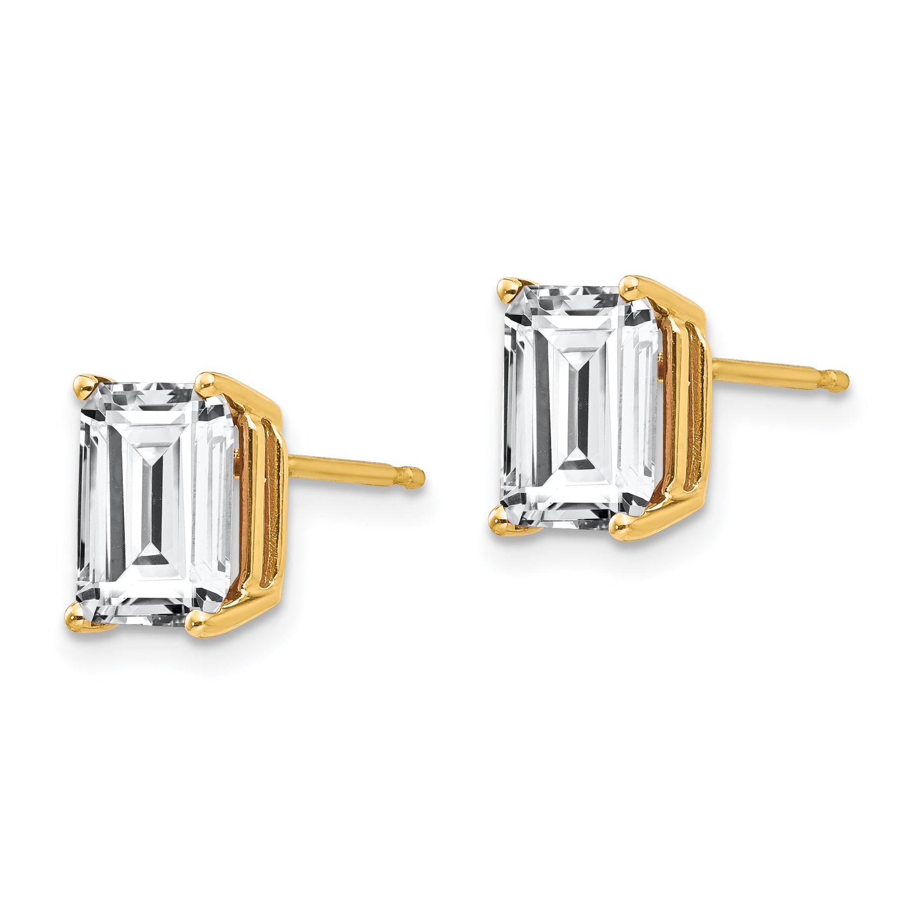 14k 8x6mm Radiant Cut Cubic Zirconia Earrings Secondary image