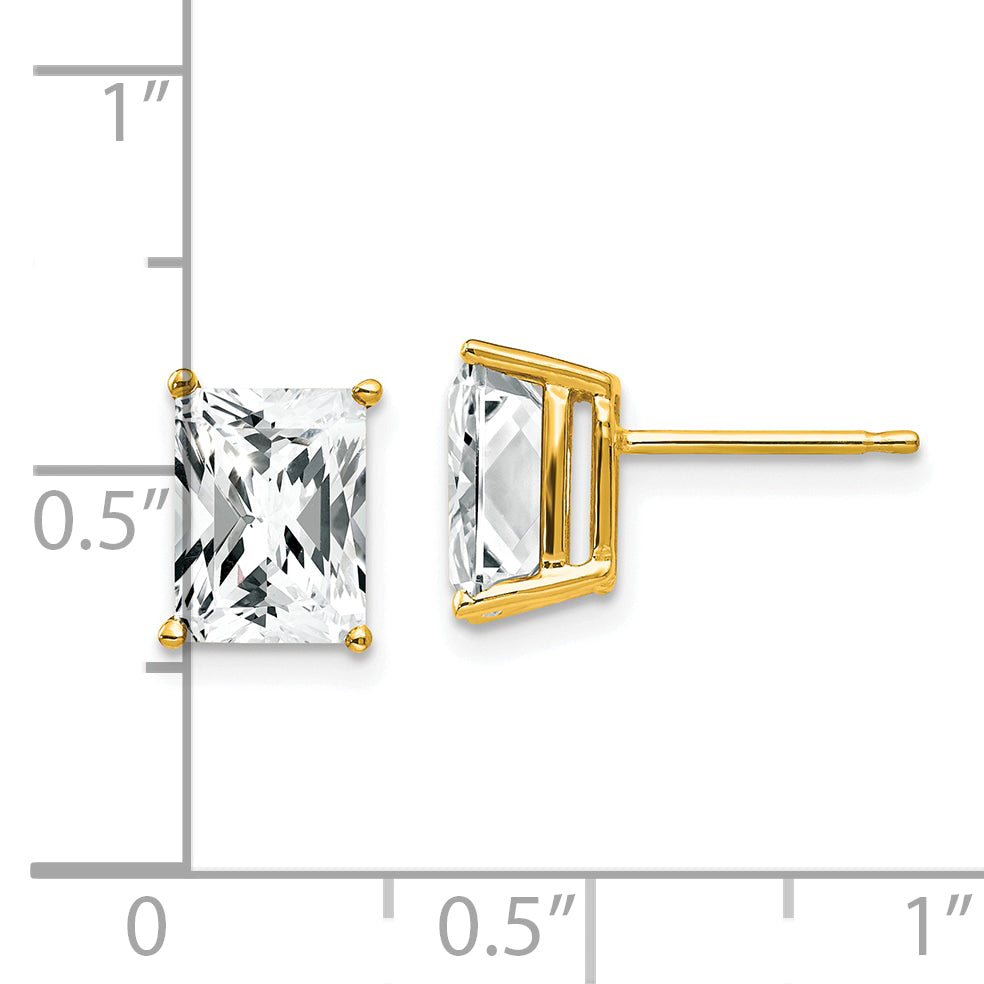 14k 8x6mm Radiant Cut Cubic Zirconia Earrings