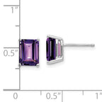 14k White Gold 8x6mm Emerald Cut Amethyst Earrings