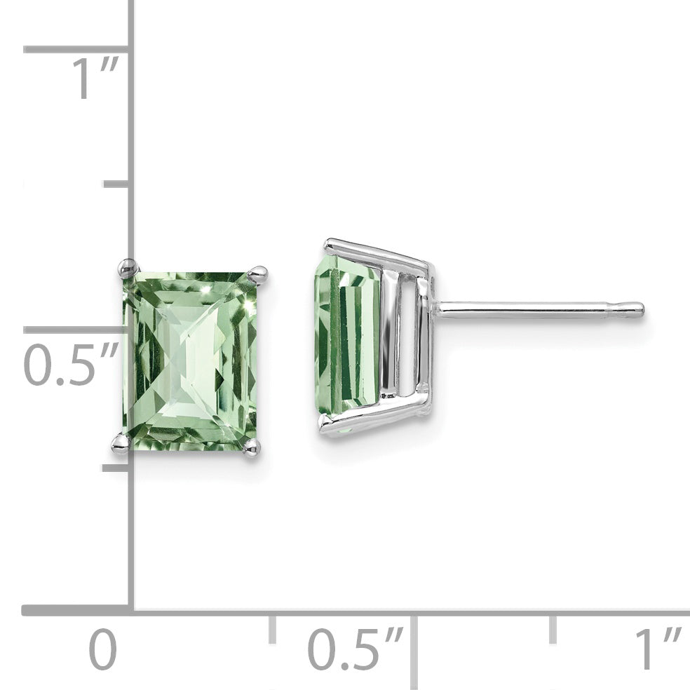 14kw 8x6mm Octagon Checker-Cut Green Quartz Earrings