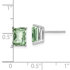 14kw 8x6mm Octagon Checker-Cut Green Quartz Earrings