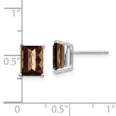 14kw 8x6mm Octagon Checker-Cut Smoky Quartz Earrings