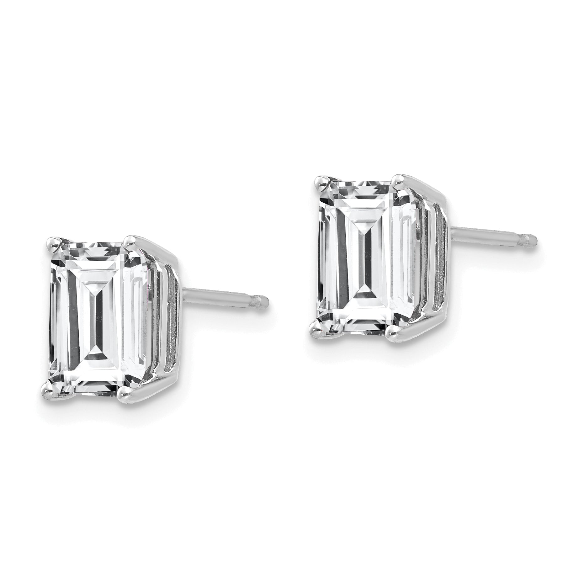 14k White Gold 8x6mm Radiant Cut Cubic Zirconia Earrings Secondary image
