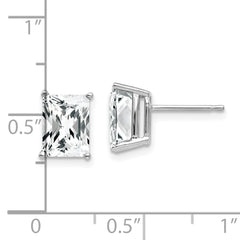 14k White Gold 8x6mm Radiant Cut Cubic Zirconia Earrings