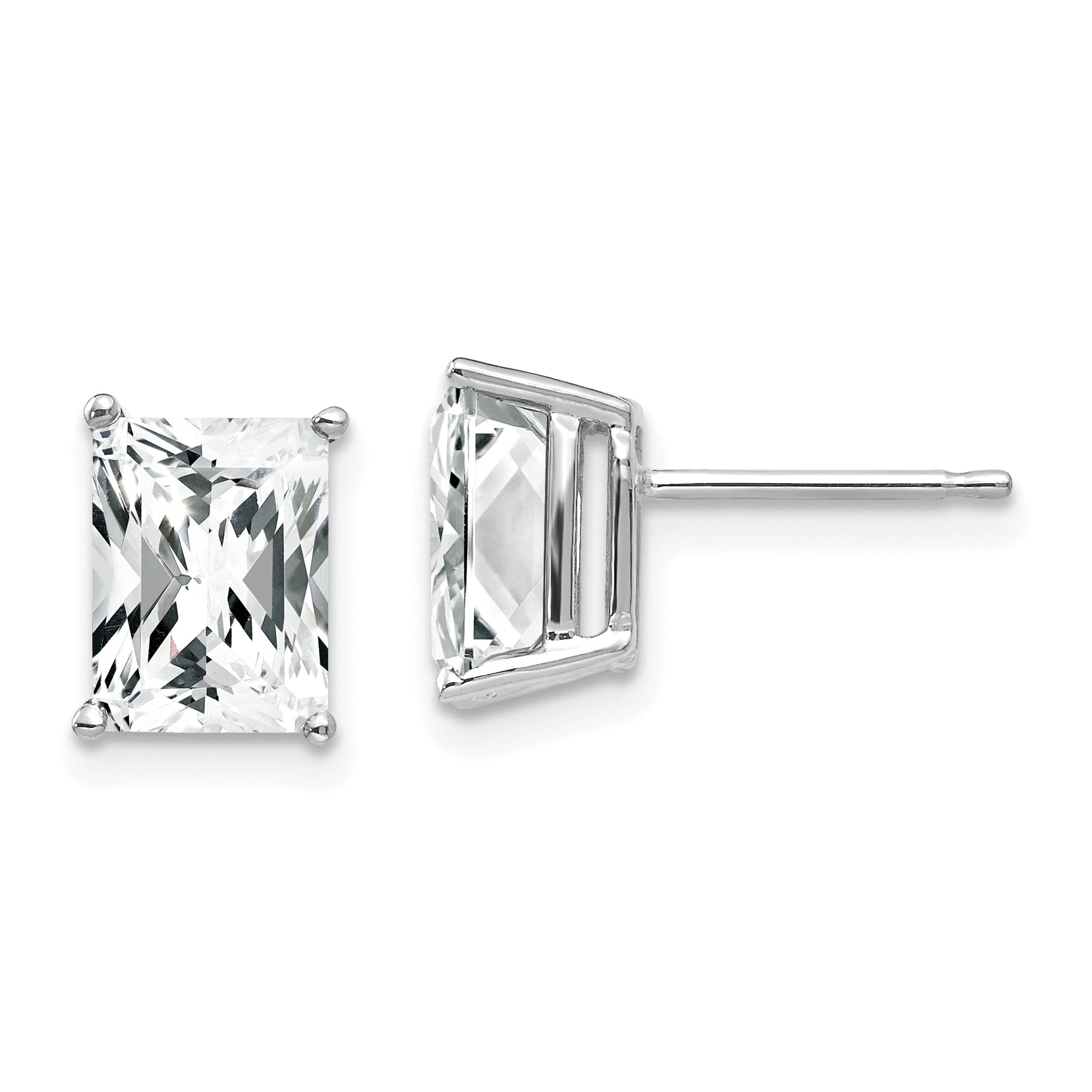14k White Gold 8x6mm Radiant Cut Cubic Zirconia Earrings Main image