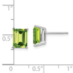 14k White Gold 8x6mm Emerald Cut Peridot Earrings