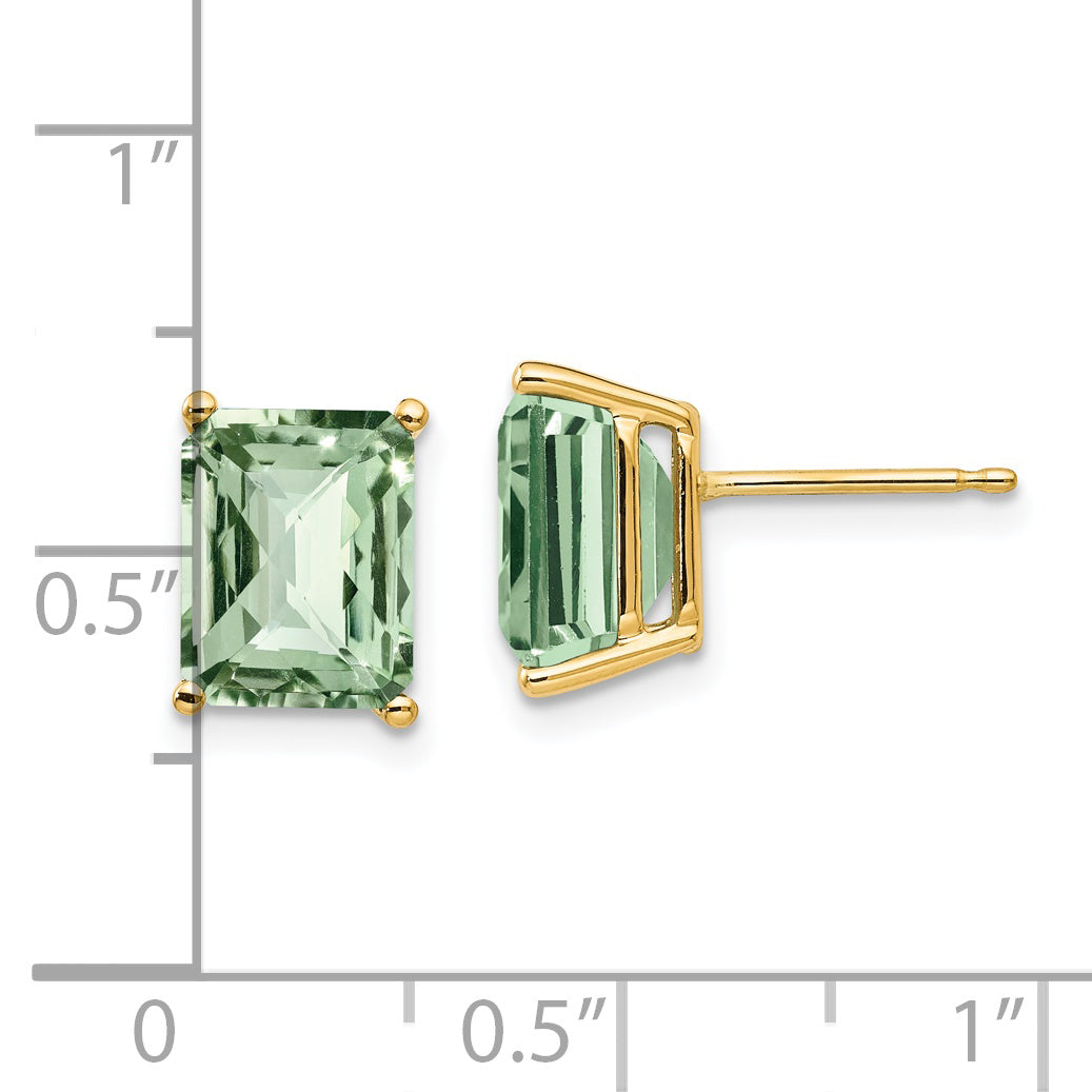 14k 9x7 Octagon Checker-Cut Green Quartz Earrings Secondary image