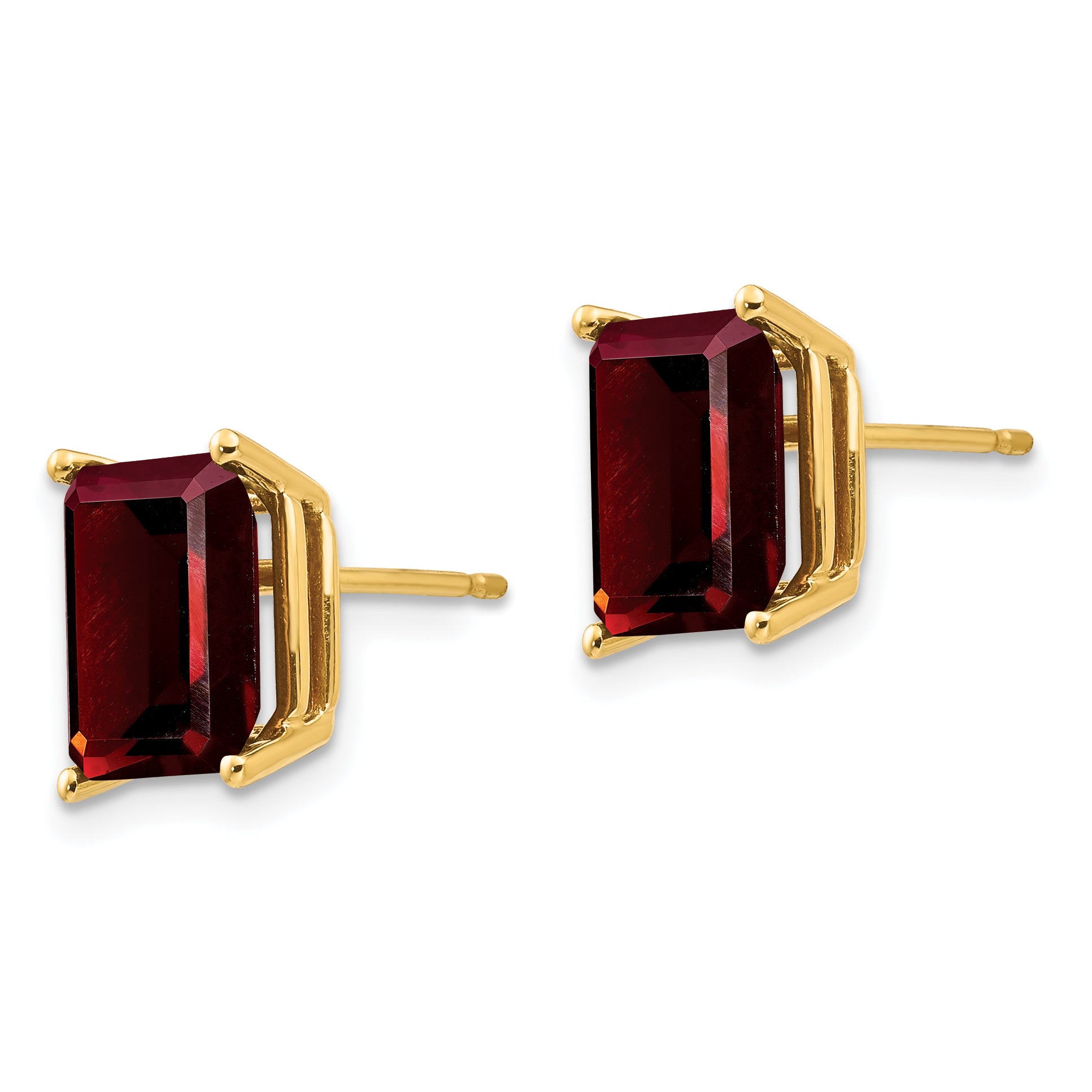 14k 9x7mm Emerald Cut Garnet Earrings Secondary image
