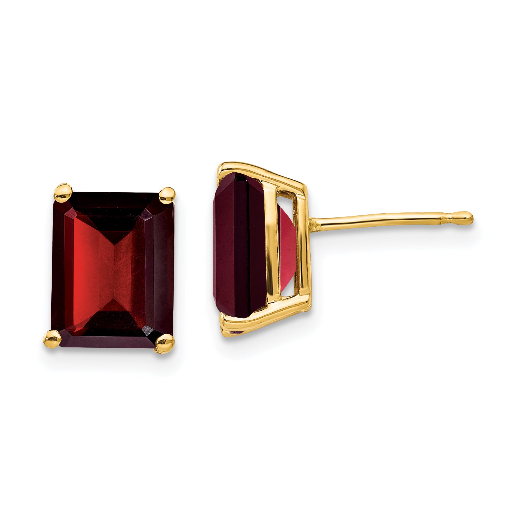 14k 9x7mm Emerald Cut Garnet Earrings Main image