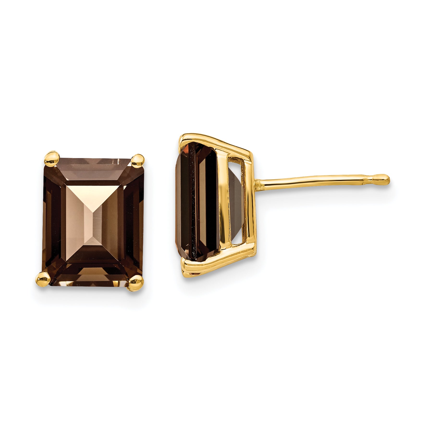 14k 9x7 Emerald Smoky Quartz Earrings Main image