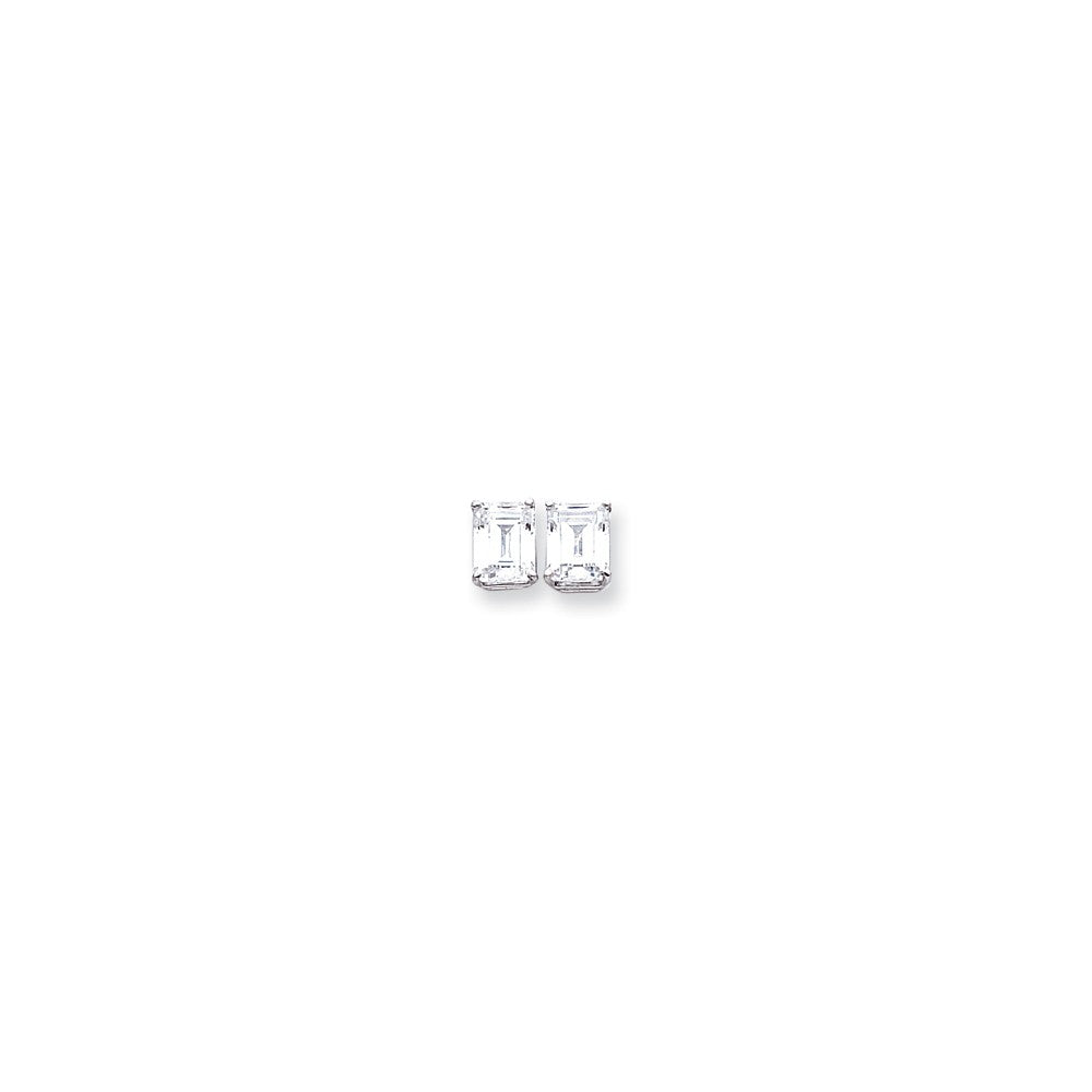 14k White Gold 9x7mm Emerald Earring Mountings Main image