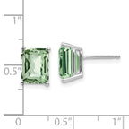 14kw 9x7mm Octagon Checker-Cut Green Quartz Earrings