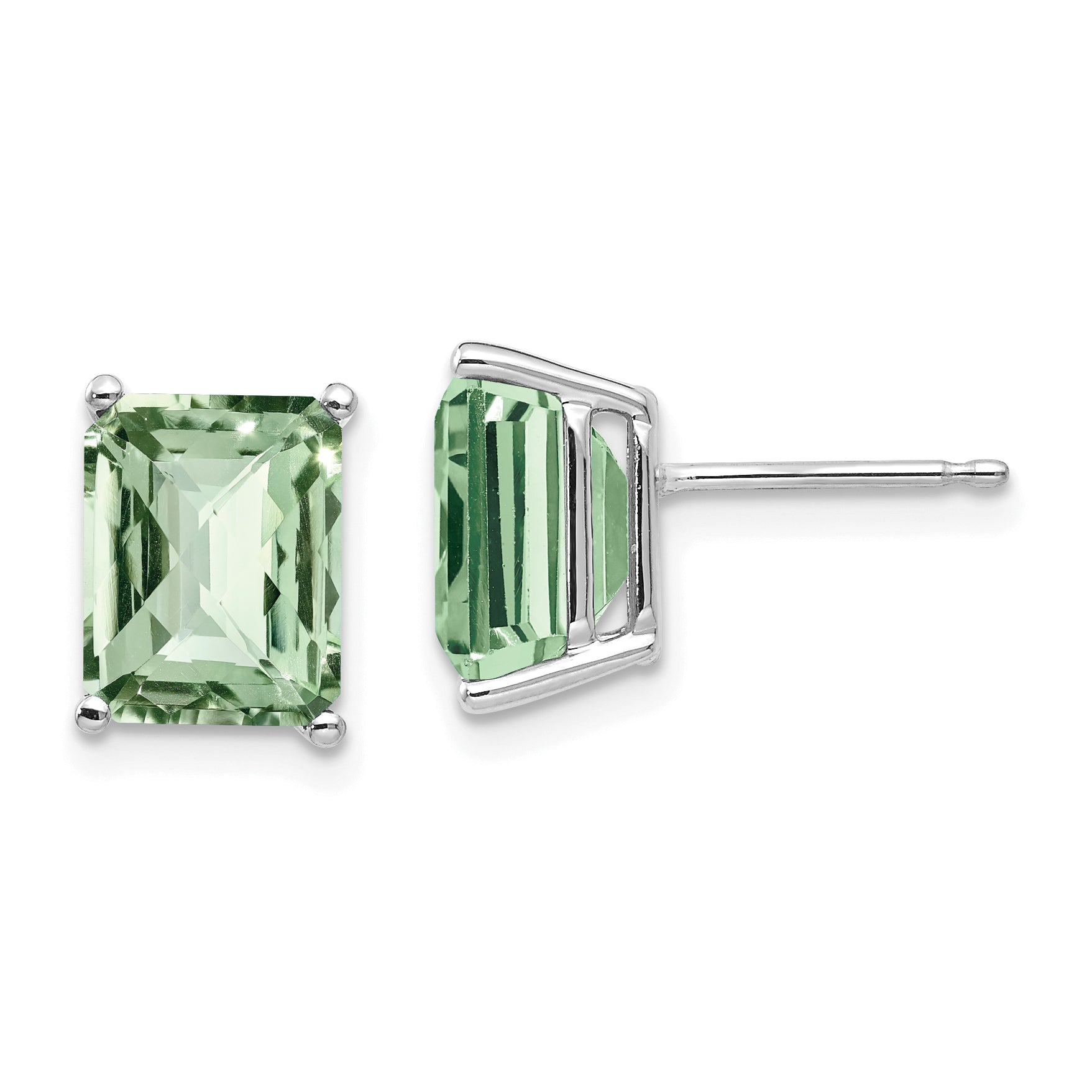 14kw 9x7mm Octagon Checker-Cut Green Quartz Earrings Main image