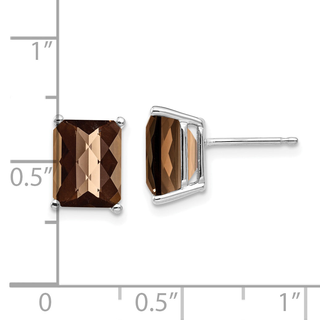 14kw 9x7mm Octagon Checker-Cut Smoky Quartz Earrings Secondary image