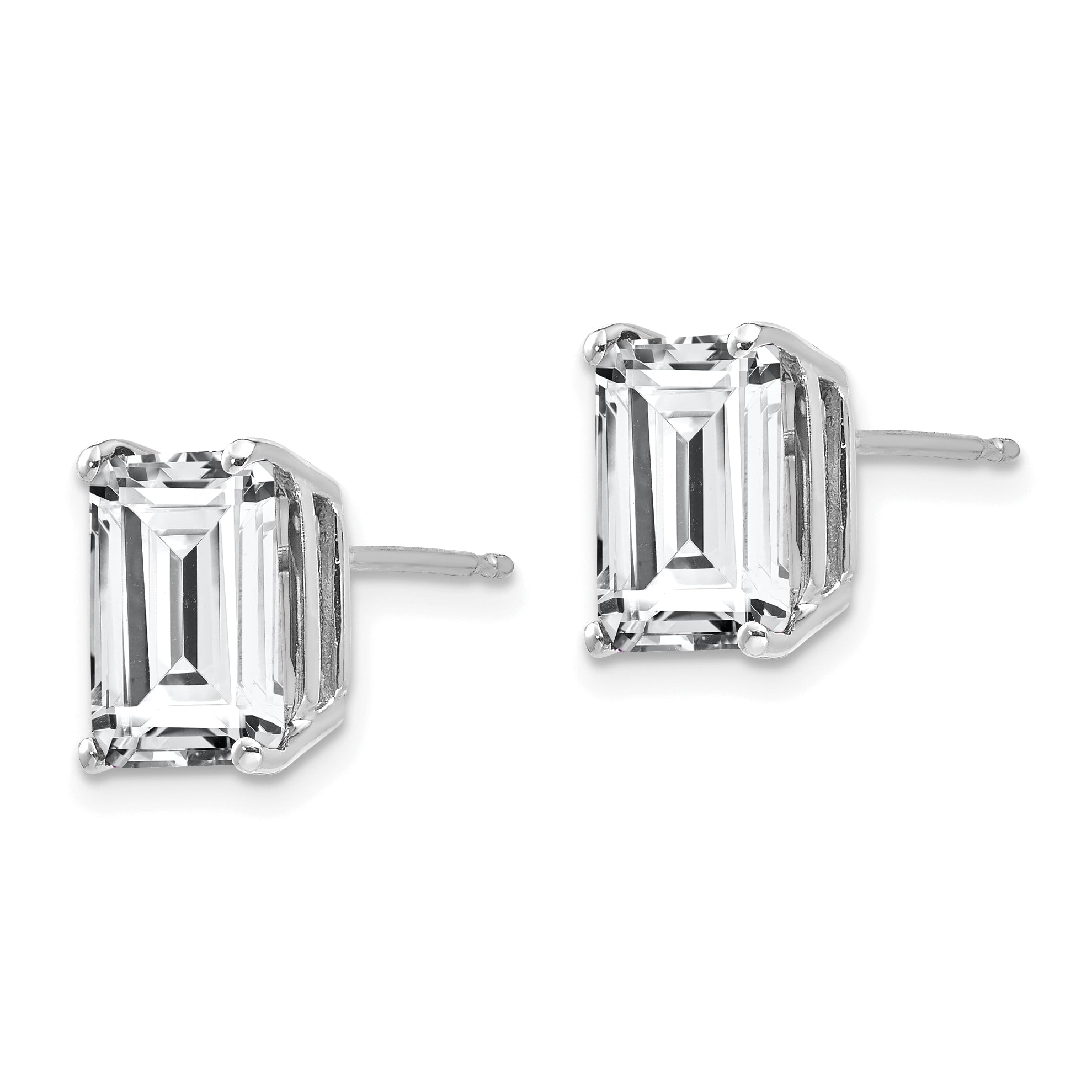 14k White Gold 9x7mm Emerald Cut Cubic Zirconia Earrings Secondary image