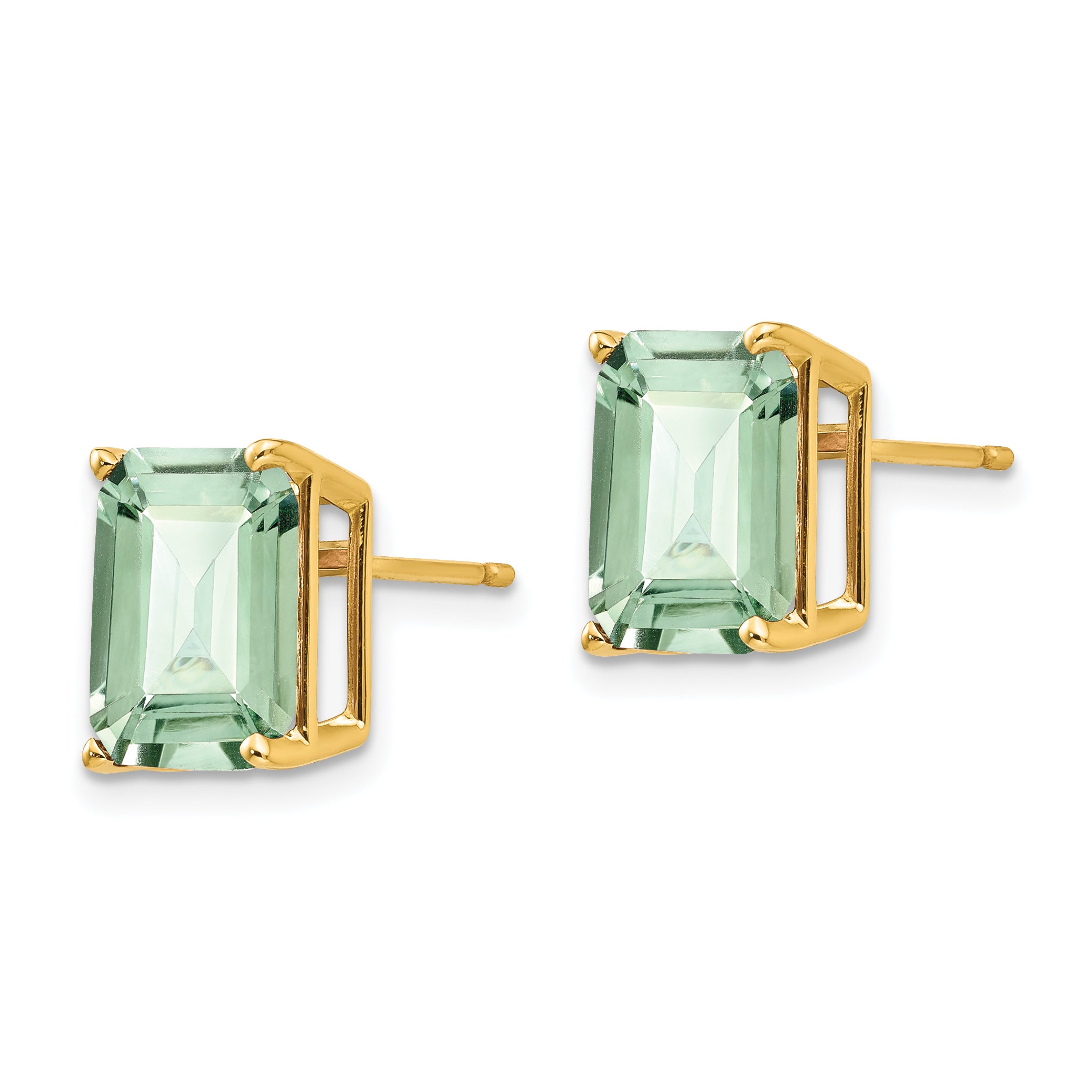 14k 10x8 Emerald-Cut Green Quartz Earrings Secondary image