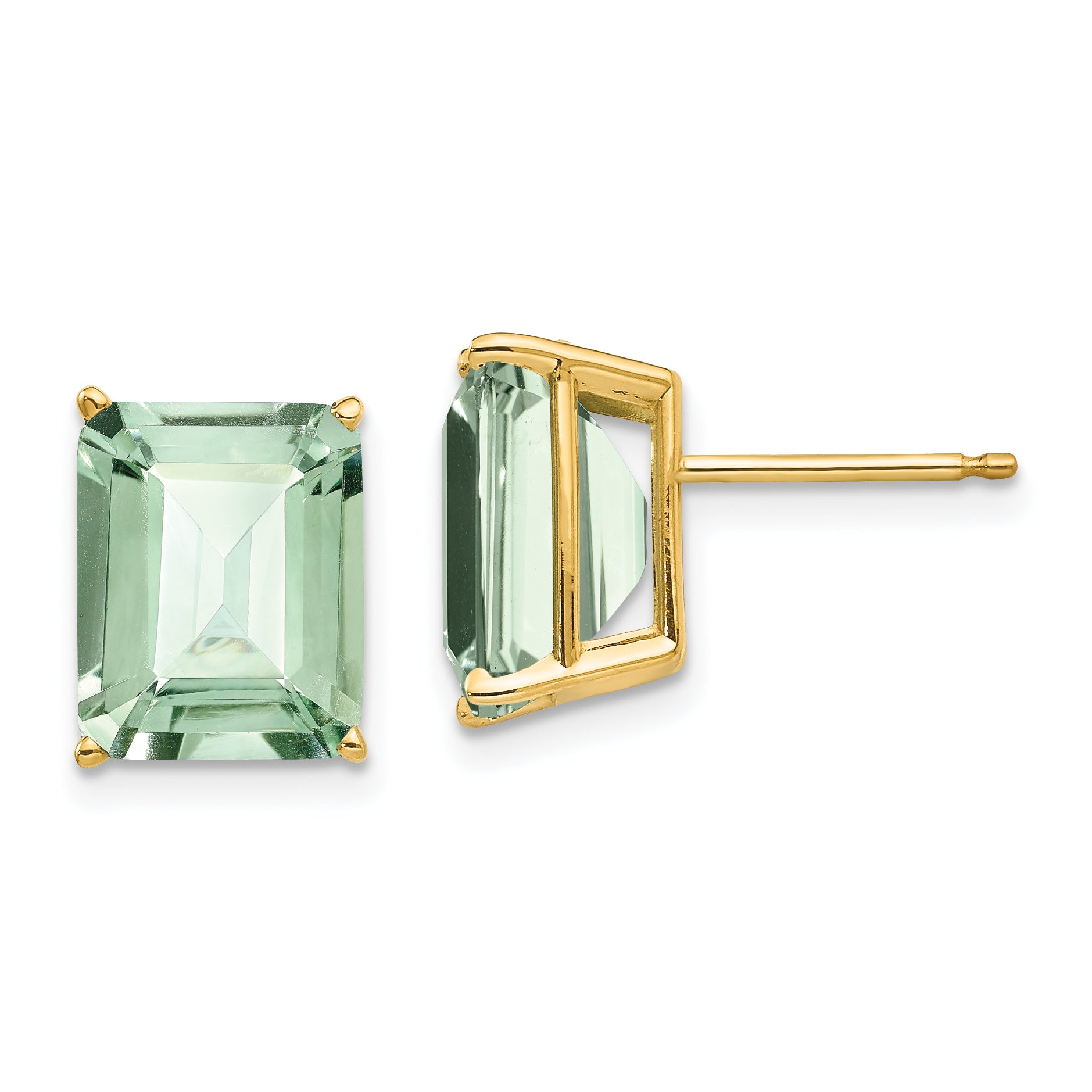 14k 10x8 Emerald-Cut Green Quartz Earrings Main image