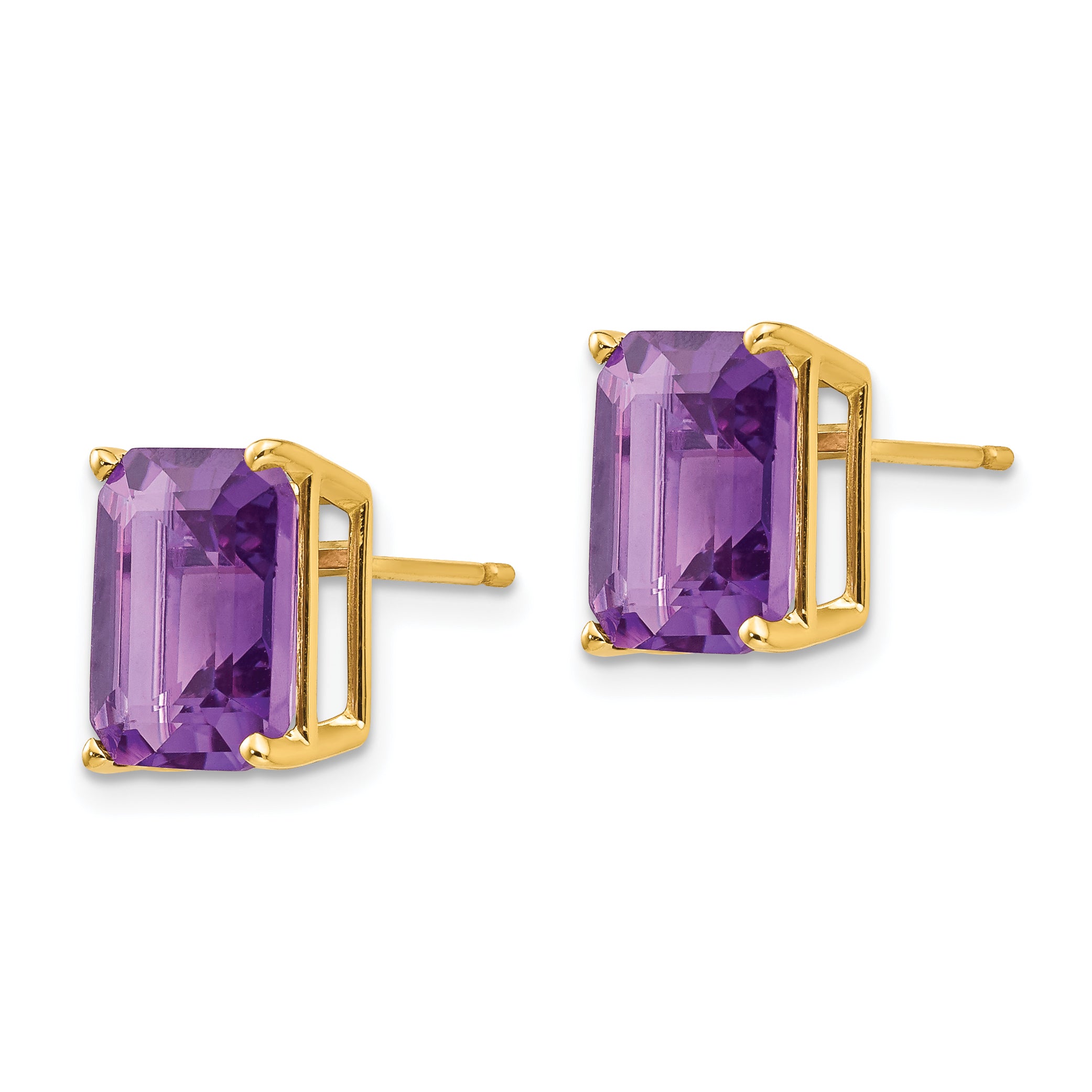 14k 10x8mm Emerald Cut Amethyst Earrings Secondary image