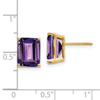 14k 10x8mm Emerald Cut Amethyst Earrings