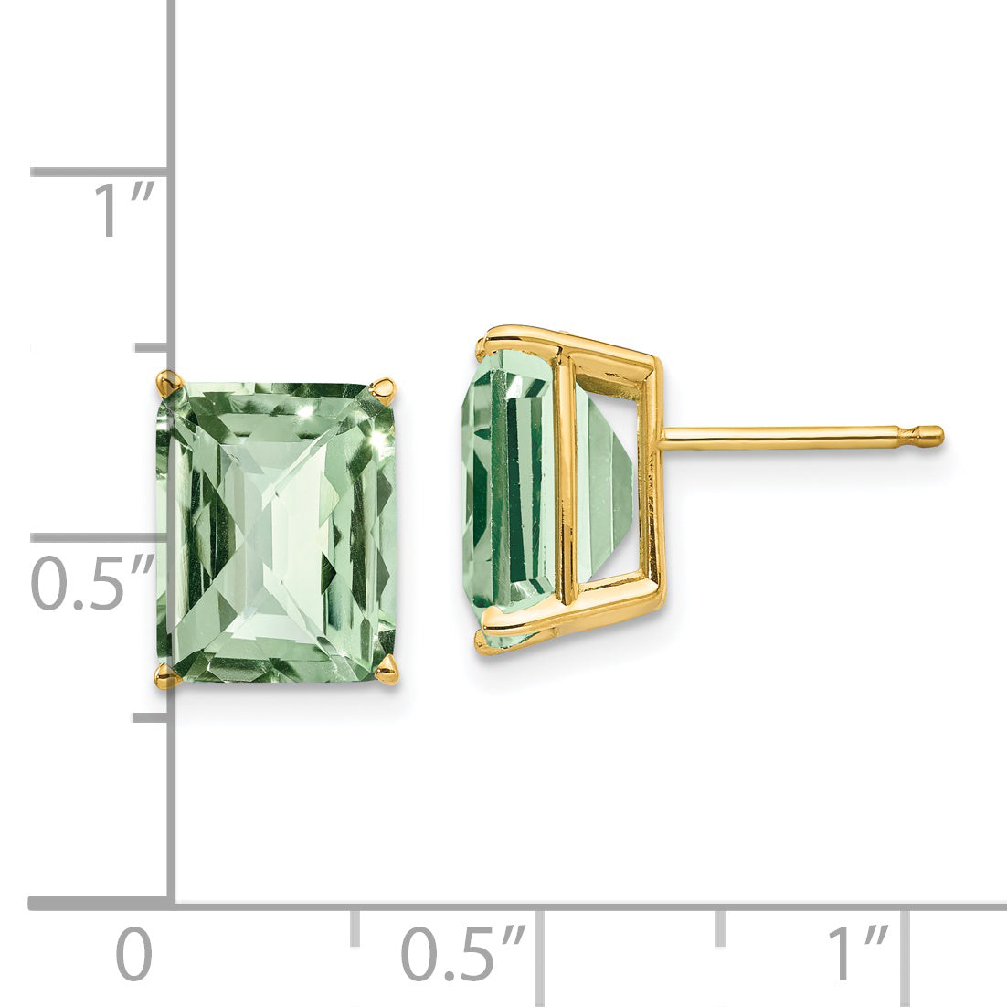 14k 10x8 Octagon Checker-Cut Green Quartz Earrings Secondary image