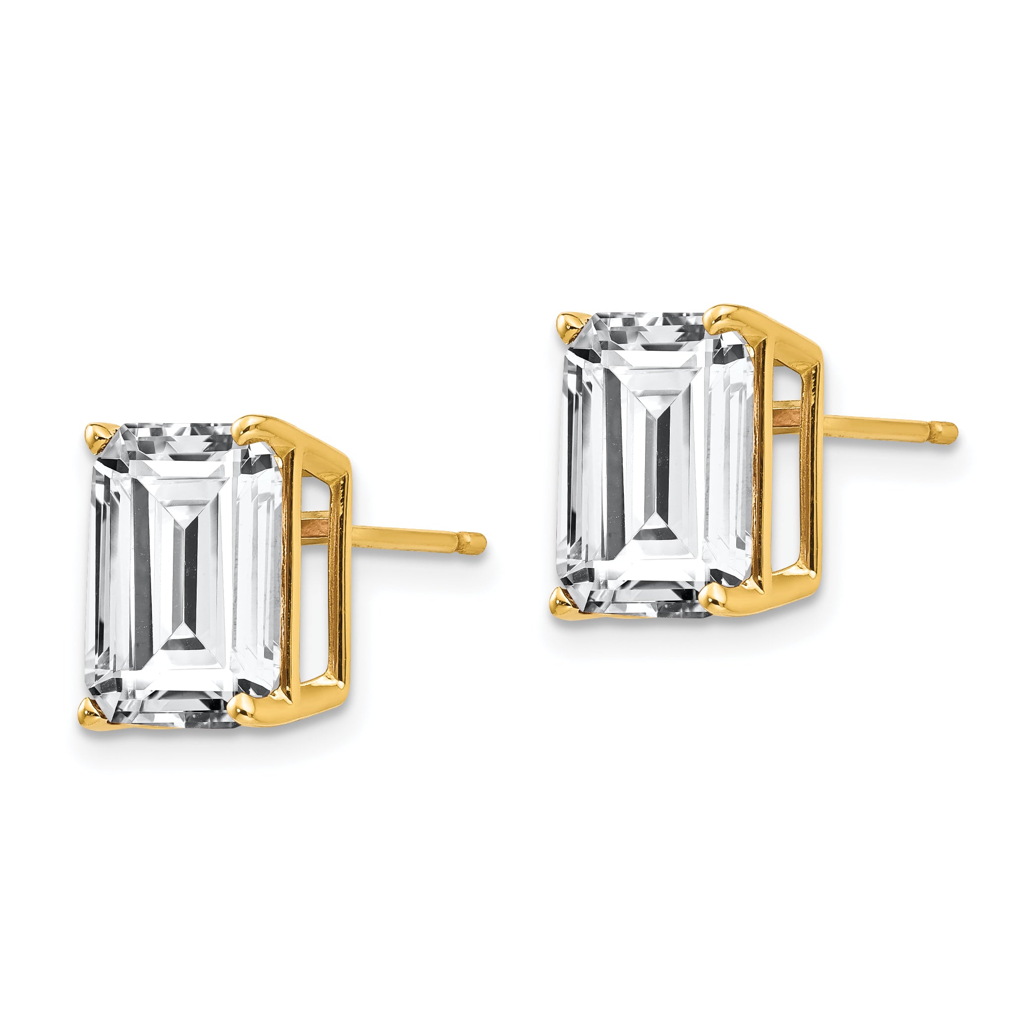 14k 10x8mm Emerald Cut Cubic Zirconia Earrings Secondary image