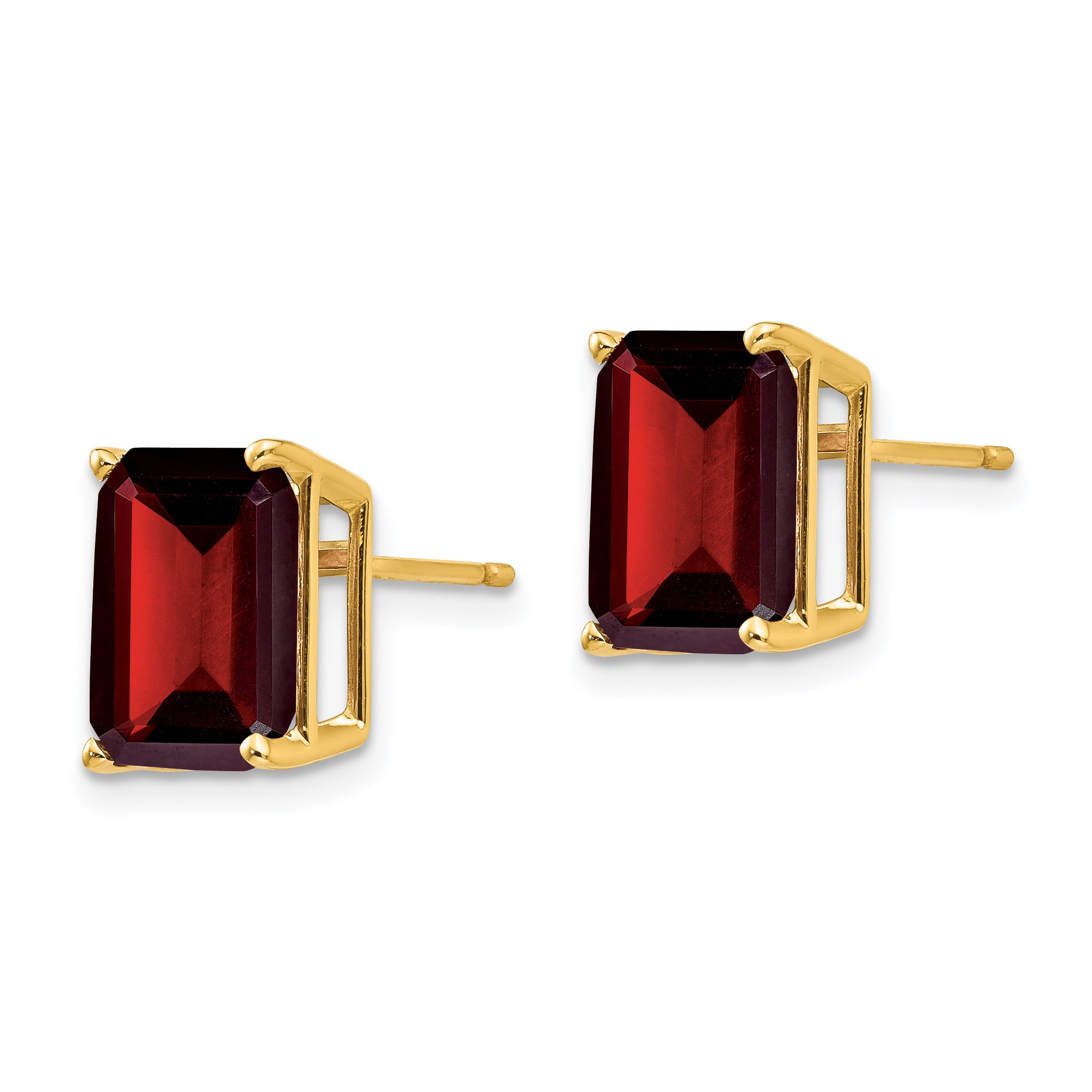 14k 10x8mm Emerald Cut Garnet Earrings Secondary image