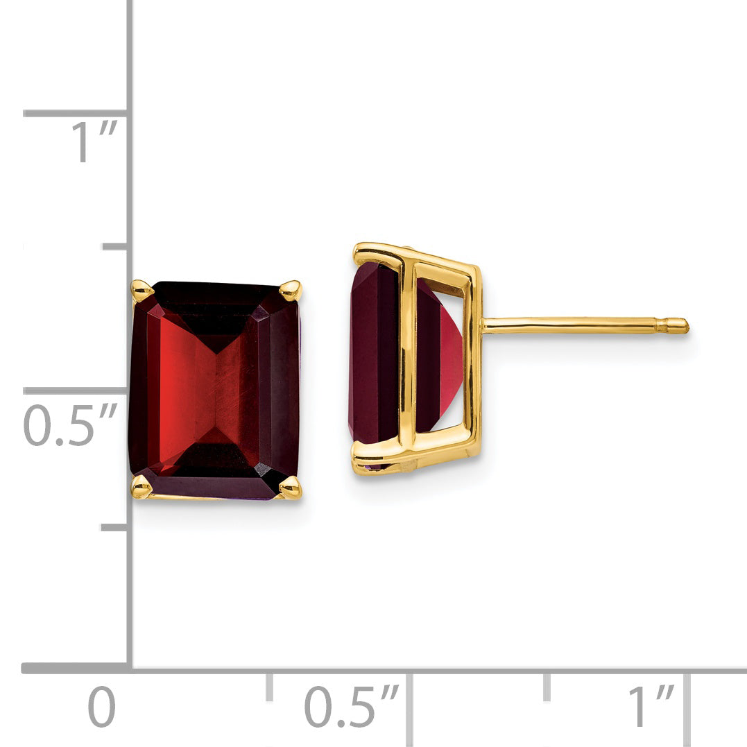 14k 10x8mm Emerald Cut Garnet Earrings