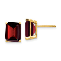 14k 10x8mm Emerald Cut Garnet Earrings