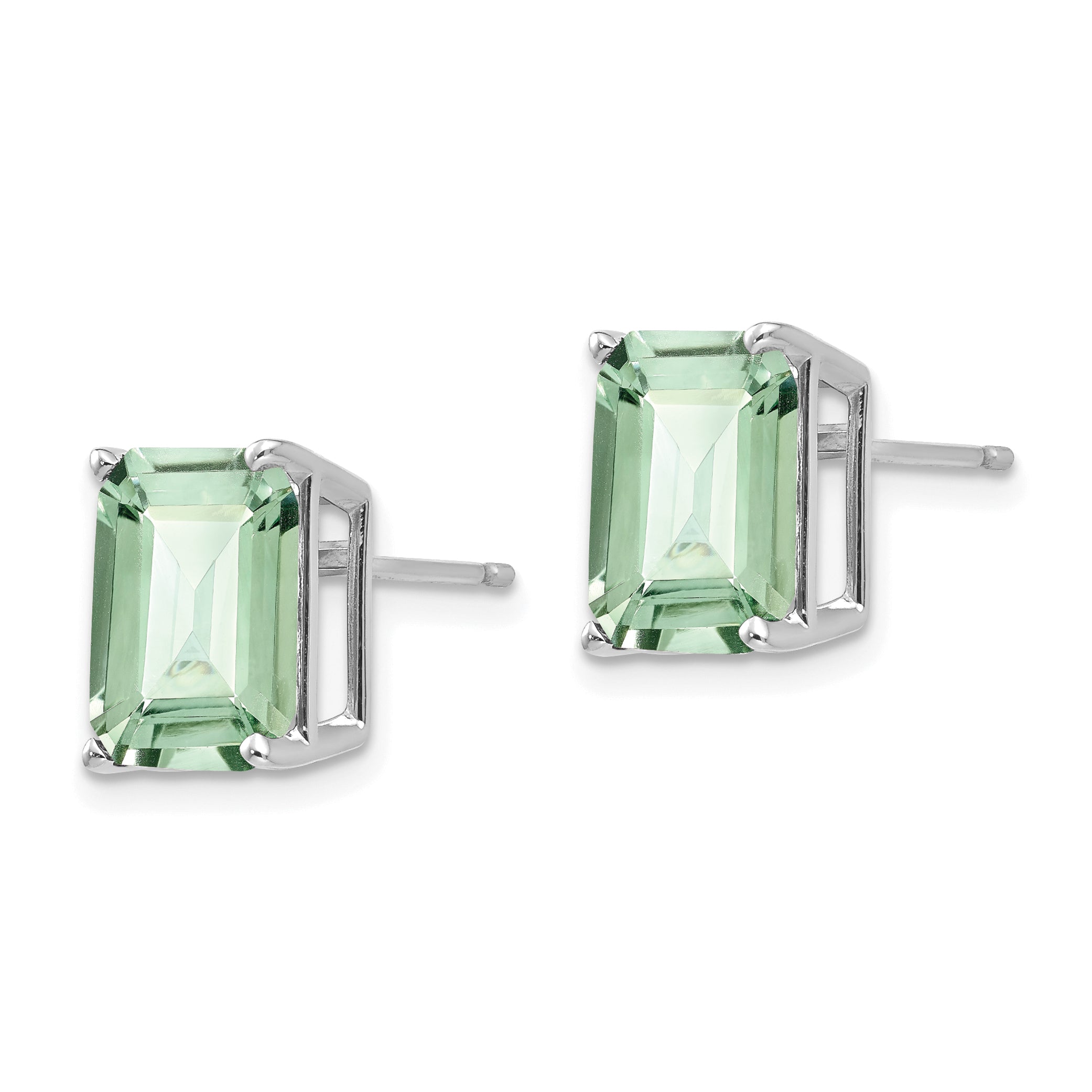 14kw 10x8mm Emerald-Cut Green Quartz Earrings Secondary image