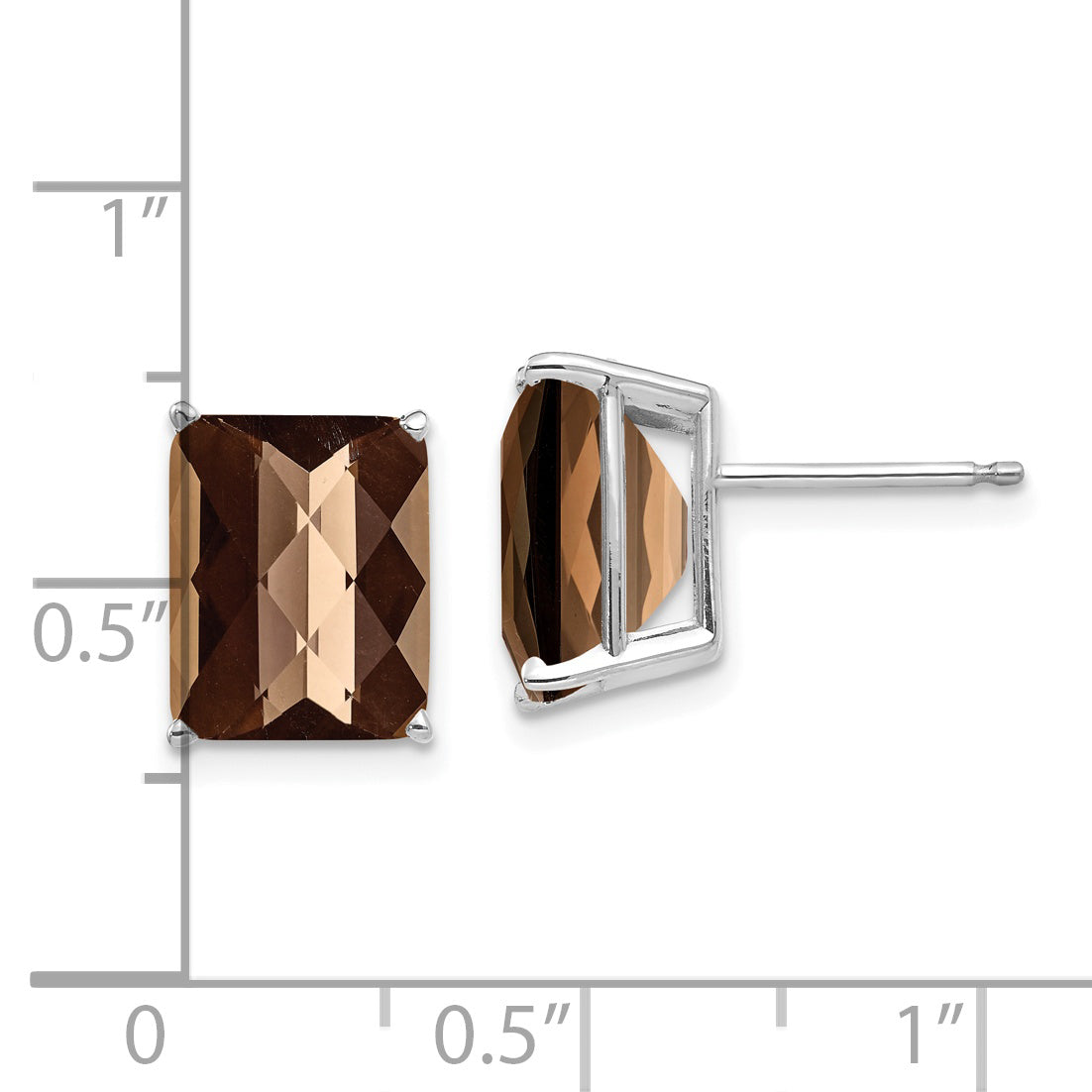 14kw 10x8mm Octagon Checker-Cut Smoky Quartz Earring Secondary image