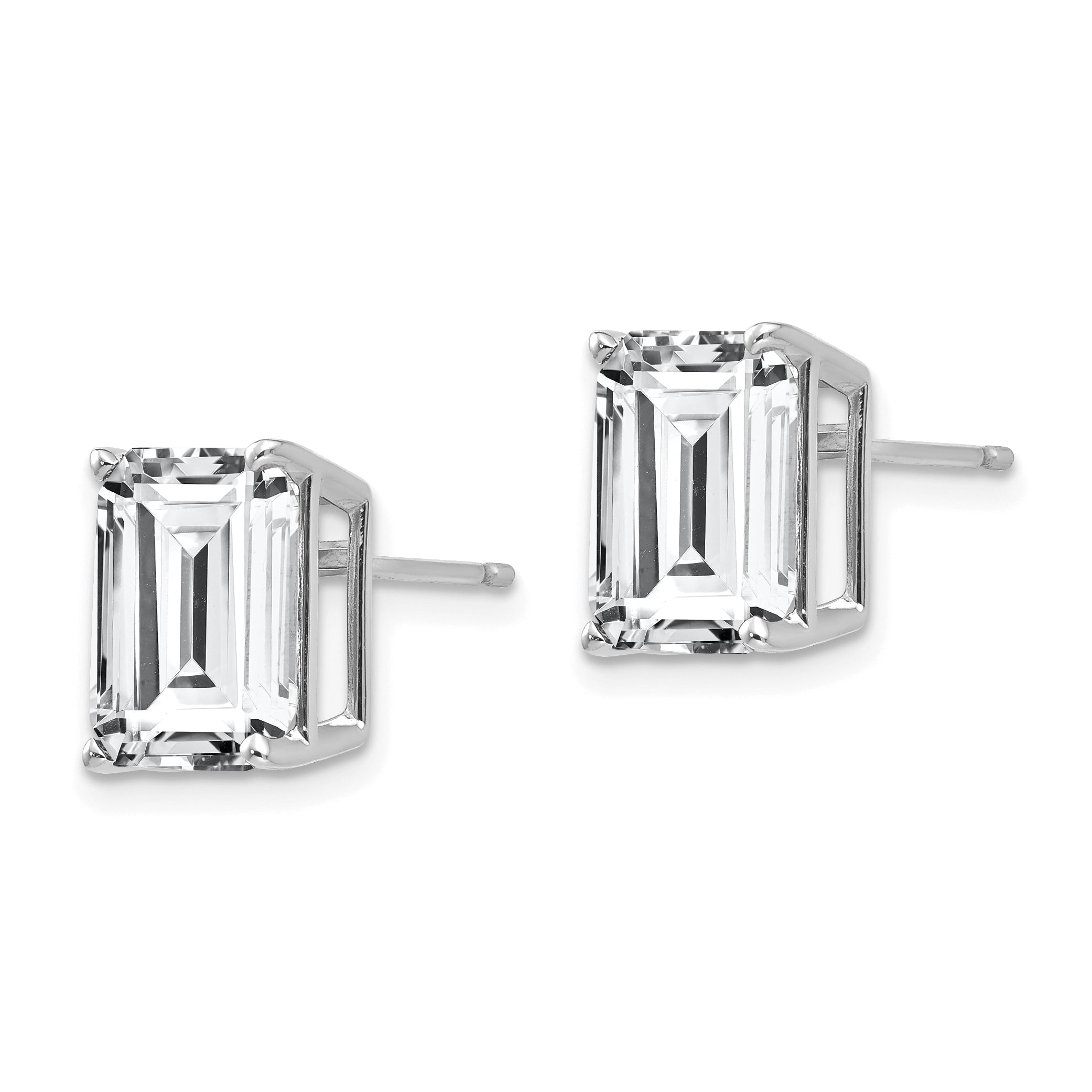 14k White Gold 10x8mm Emerald Cut Cubic Zirconia Earrings Secondary image
