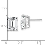 14k White Gold 10x8mm Emerald Cut Cubic Zirconia Earrings
