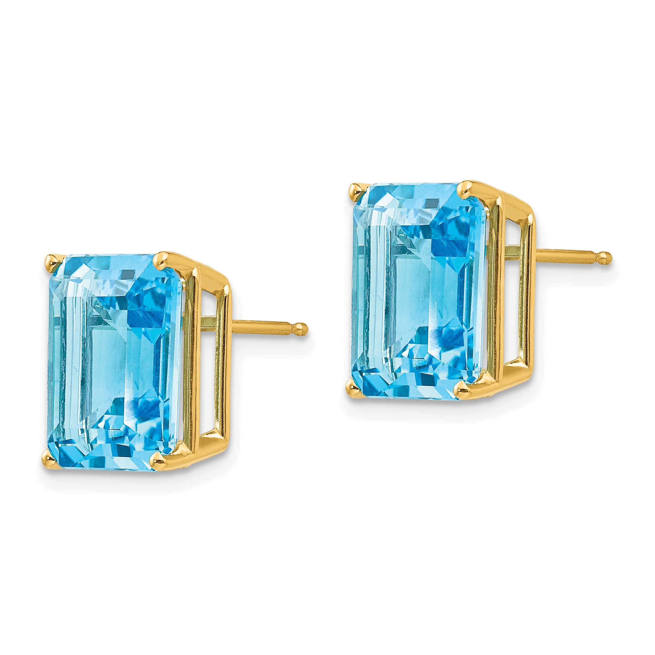 14k 12x10mm Emerald Cut Blue Topaz Earrings Secondary image