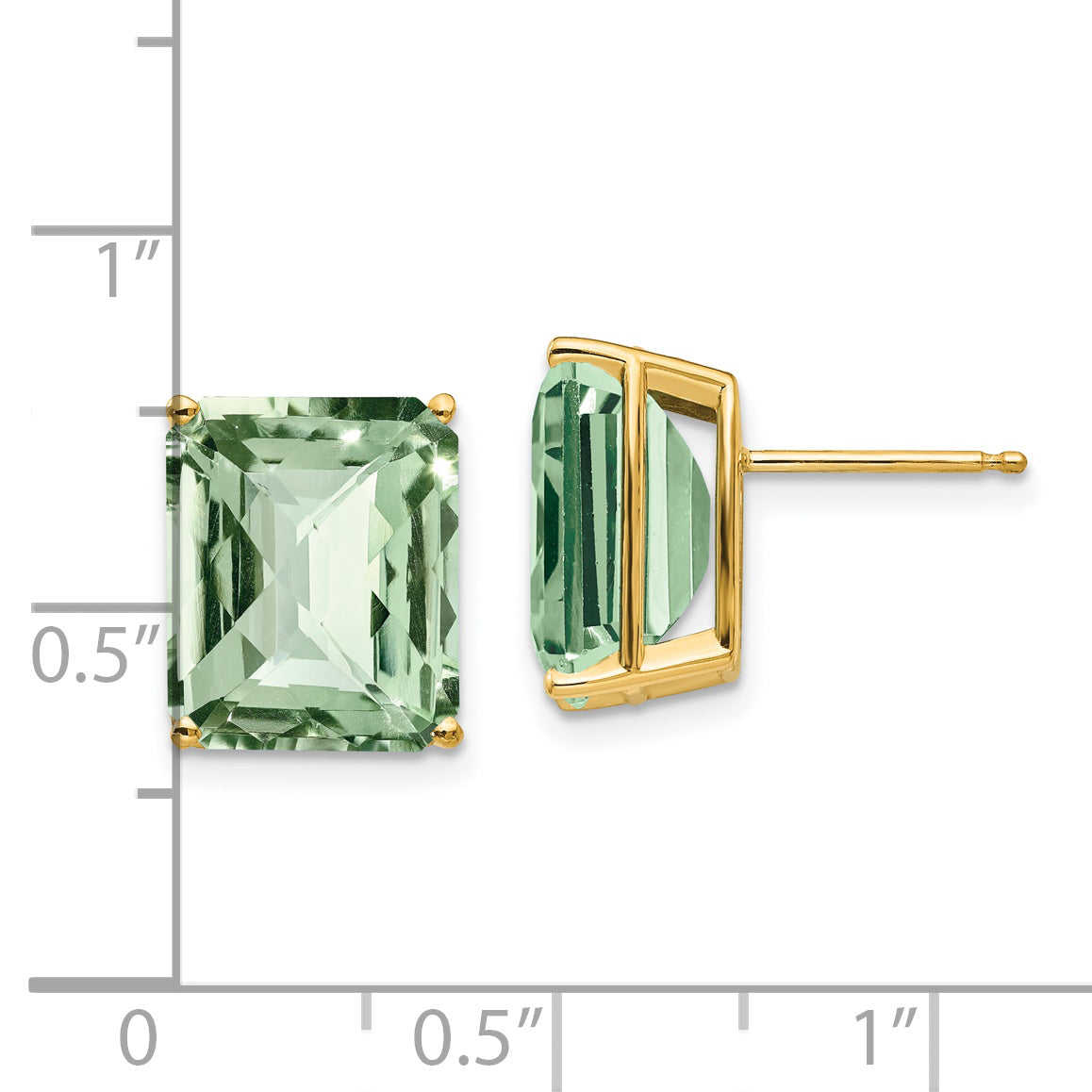 14k 12x10 Octagon Checker-Cut Green Quartz Earrings Secondary image