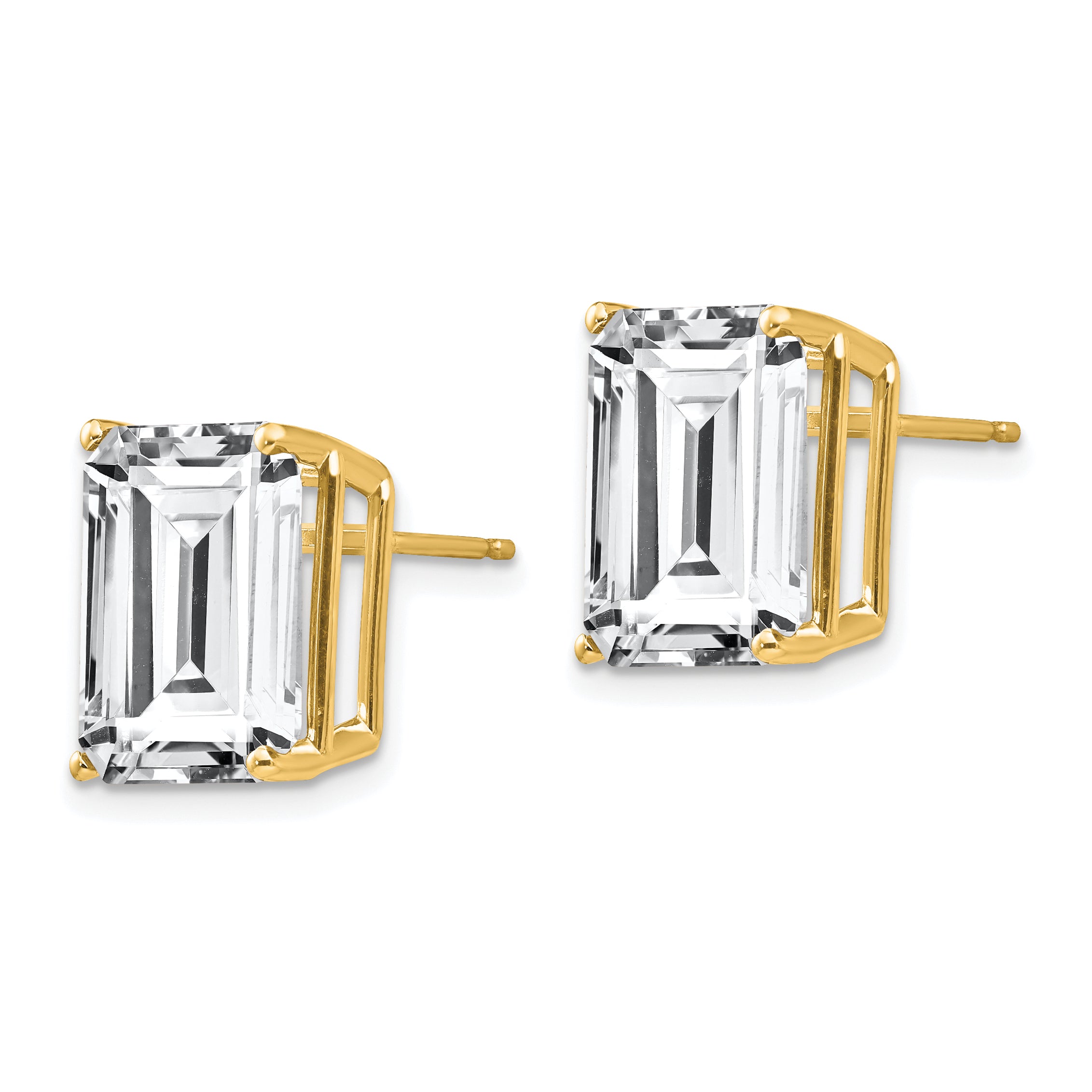 14k 12x10mm Emerald Cut Cubic Zirconia Earrings Secondary image