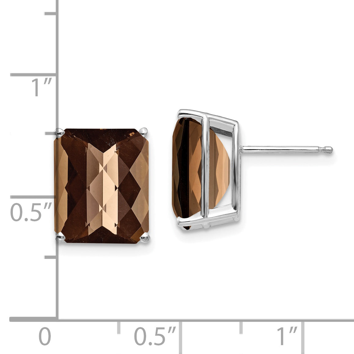 14kw 12x10mm Octagon Checker-Cut Smoky Quartz Earrings Secondary image
