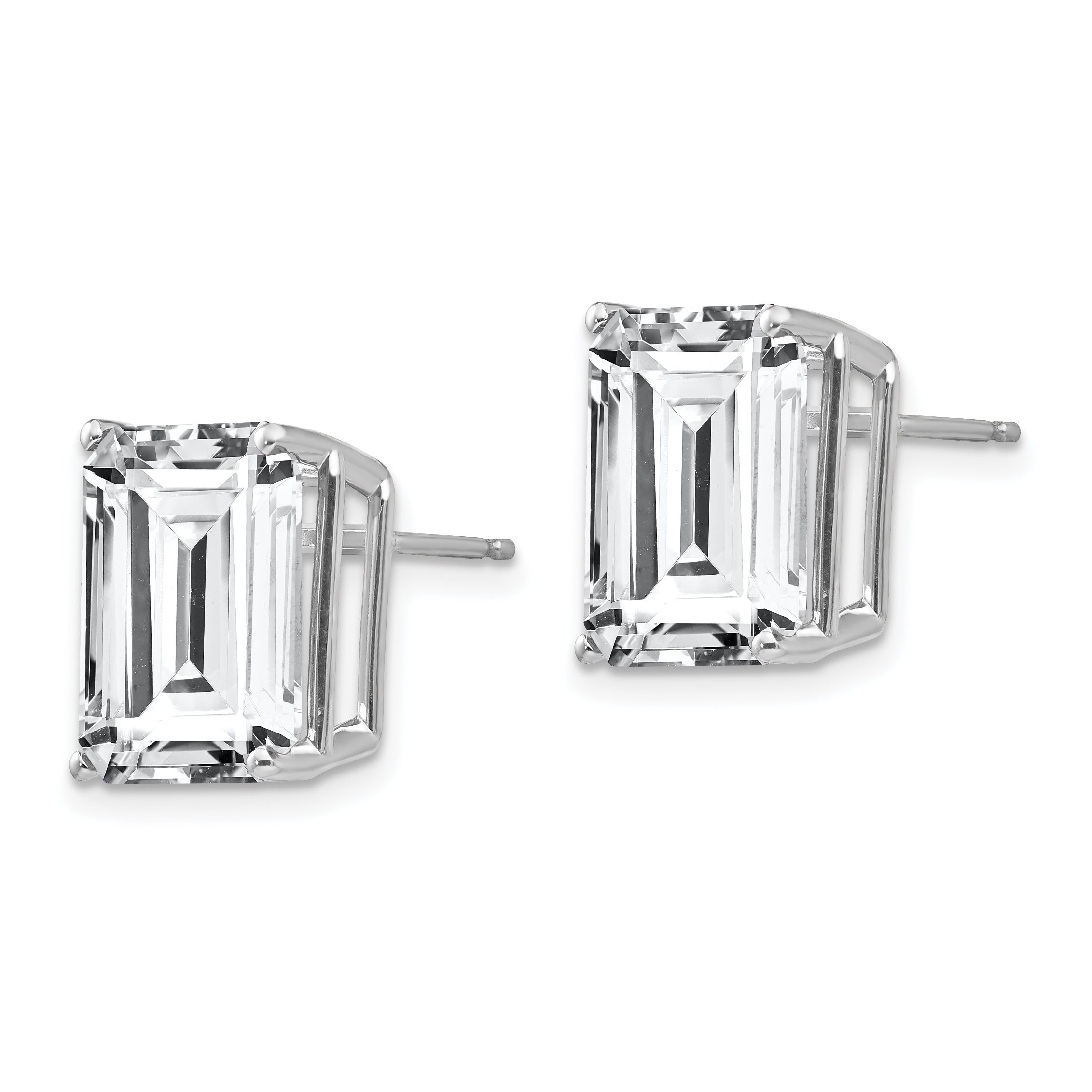 14k White Gold Emerald Cut Cubic Zirconia Stud Earrings Secondary image