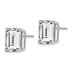 14k White Gold Emerald Cut Cubic Zirconia Stud Earrings