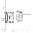 14k White Gold Emerald Cut Cubic Zirconia Stud Earrings